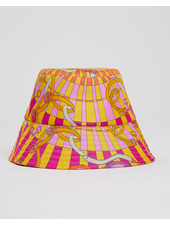 PRINTED SILK BUCKET HAT: FIRENZE: HIBISCUS