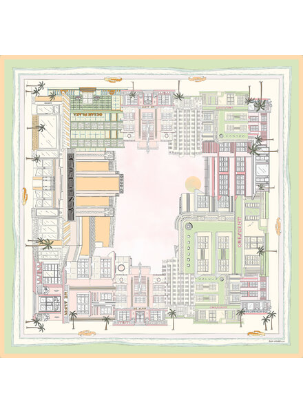CASHMERE PRINTED SCARF: SOUTH BEACH: IVORY