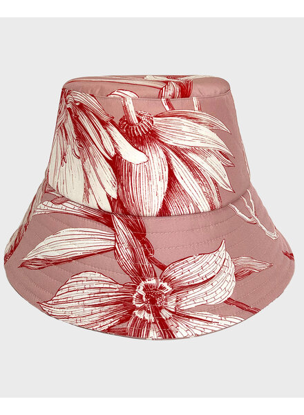 PRINTED SILK  BUCKET HAT: DAHLIA: PINK