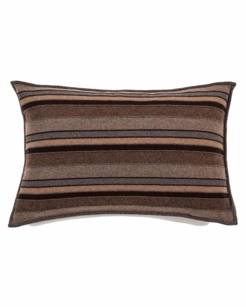 CASHMERE KENT STRIPE JACQUARD PILLOW: 16" X 24" :ANTHRACITE-TAUPE-CHOCOLATE