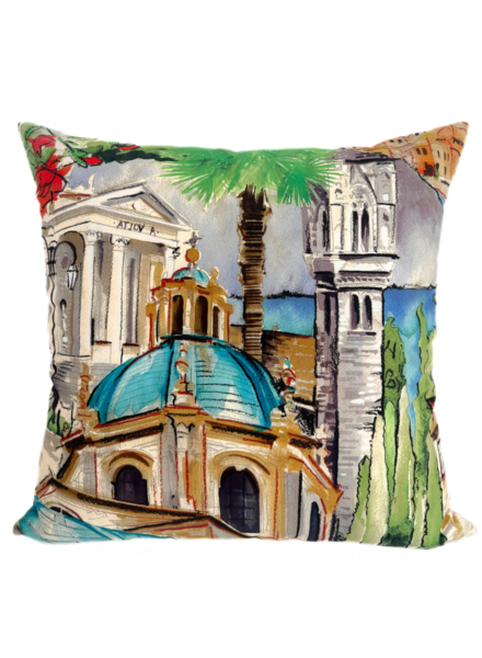COTTON PILLOW LAKE COMO : B : 21"x21"