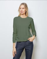 SUPERFINE LIGHT WEIGHT CREW SWEATER: FOREST