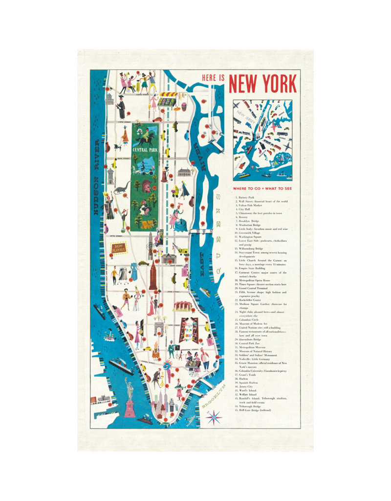 New York Map Tea Towel