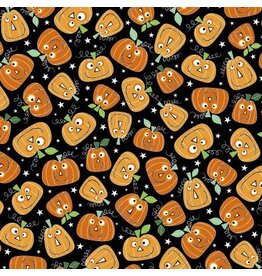Benartex Halloween Party- Pumpkin Party  - Black